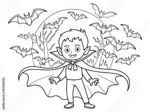 Halloween Night Adventure with a Little Vampire in Flight