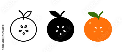 Abstract orange representations in monochrome and colorful styles