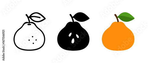 Stylized pears in minimalist outline, solid, and flat designs