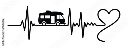 Camper van heartbeat pulse love road trip adventure life