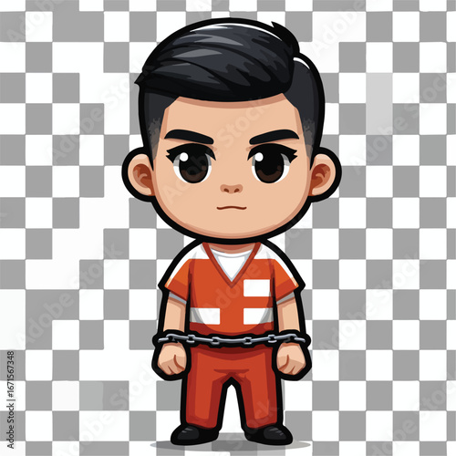 Vector image of a male prisoner being jailed