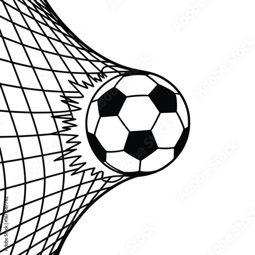 Soccer ball powerfully bursts through a tightly woven net in a moment of intense sporting action