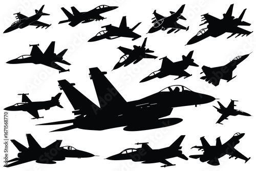 silhouettes of airplanes