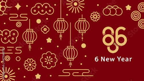 Chinese new year celebration with lanterns and lucky numbers