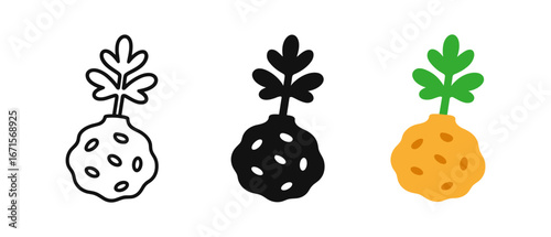 Minimalist pineapple icons in monochrome and color variations