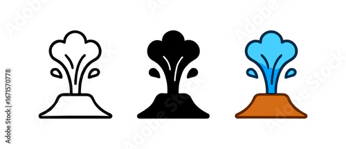 Simple volcano symbols in linear, solid, and color styles