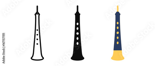 Oboe styles: outline, silhouette, and colorful variations