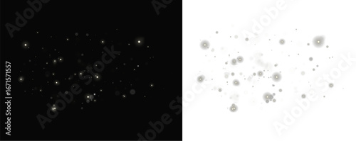Dust light glowing in white shine, PNG dust sparkle with glitter effect, fantasy magical bright dust background, PNG design.