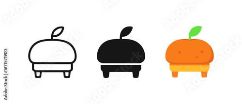 Minimalist fruit characters in flat style featuring orange concepts