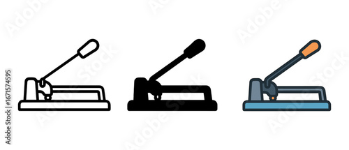 Three designs of puncher: outline, filled, and flat style for office tools collection