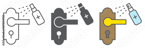 Disinfection door handle line icon, hygiene and disinfection, cleaning door handle sign vector graphics, editable stroke linear icon