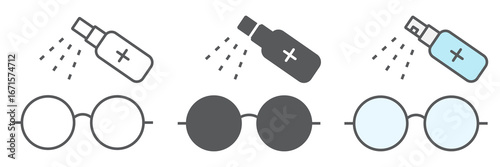 Disinfection eyeglasses line icon, hygiene and disinfection, cleaning eyeglasses sign vector graphics, editable stroke linear icon