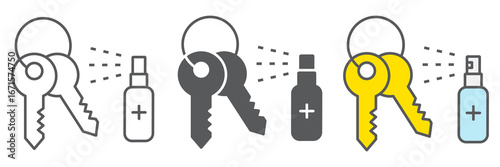 Disinfection keys line icon, hygiene and disinfection, cleaning keys sign vector graphics, editable stroke linear icon,