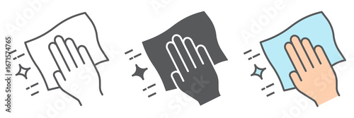 Hand with cleaning napkin line icon, hygiene and disinfection, wipe surface sign vector graphics, editable stroke linear icon