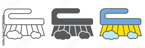 Hand scrubbing brush line icon, hygiene and disinfection, cleaning brush sign vector graphics, editable stroke linear icon