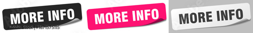 more info sticker. more info sticker set on white background