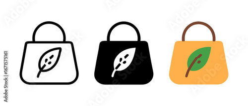 Eco-friendly shopping bags with leaf motif in minimalist and flat designs