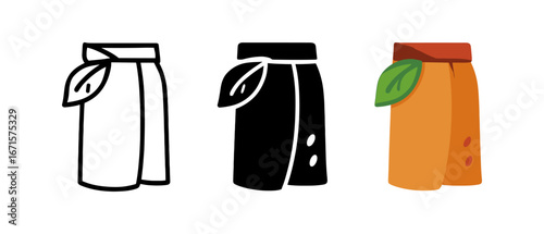 Three styles of juice cartons: outline, solid, and colored design concepts