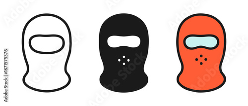 Set of colorful balaclava masks - simple icon collection
