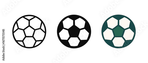 Minimalist soccer ball designs in various styles for sports enthusiasts
