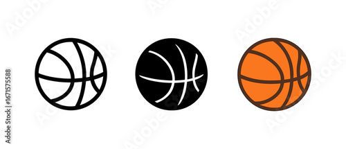 Minimalist basketball ball designs in modern linear style
