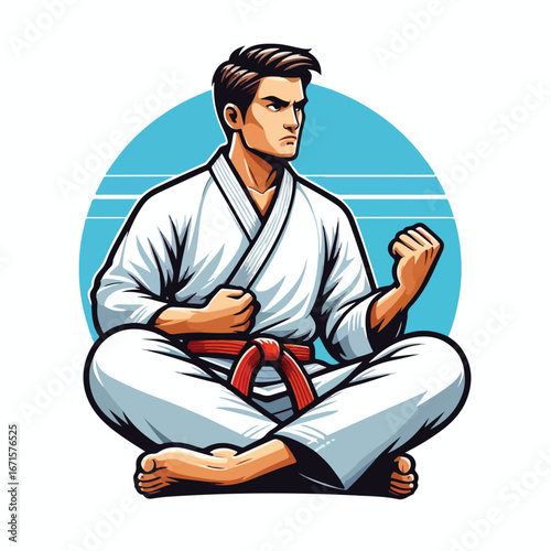  Vector image of a man wearing a karate costume