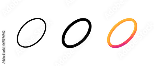 Minimalist and gradient oval rings: outline, bold, and colorful variations