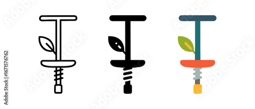 Modern eco-friendly pogo stick designs with leaf motifs in three unique styles