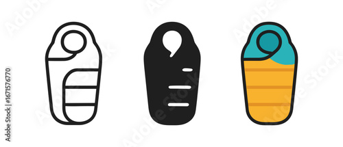 Minimalist icons of baby swaddles in flat and outline styles