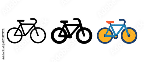 Diverse bicycle icons set featuring modern minimalist and retro styles