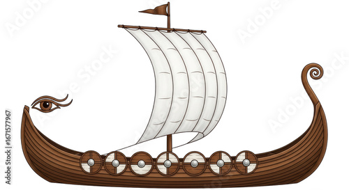 Isolated Viking Ship Illustration