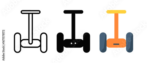 Minimalist self-balancing scooter designs in three styles