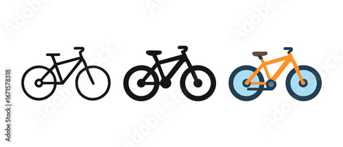 Minimalist and modern bicycle designs in flat and colorful styles