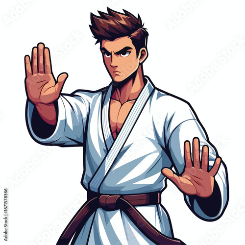  Vector image of a man wearing a karate costume