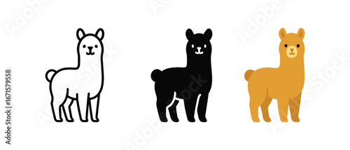 Cute alpaca trio in minimalist style