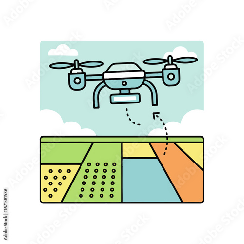 Aerial drone surveying farmland for optimal crop yield, using technology for modern agriculture insights