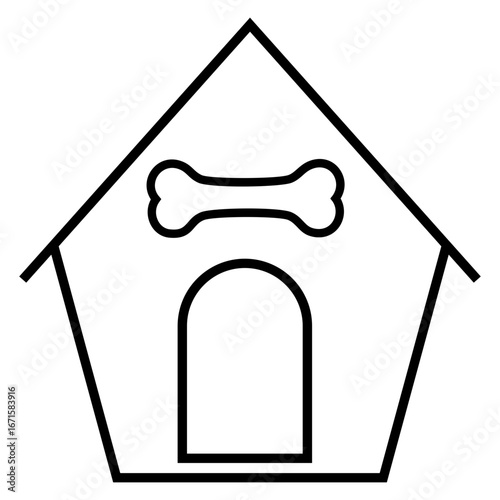 Logo de casa para mascotas. Icono con silueta de hueso en casa con líneas 