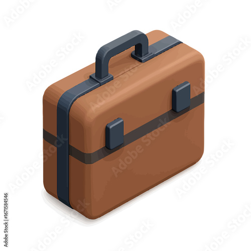 Modern brown briefcase with handle ready for travel or business in a minimalist design