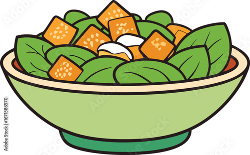 Caesar salad with croutons and dressing advertisement banner