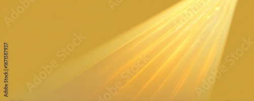 Golden light streams down, creating a warm, inviting glow against a solid gold background, implying a celestial or spotlight effect