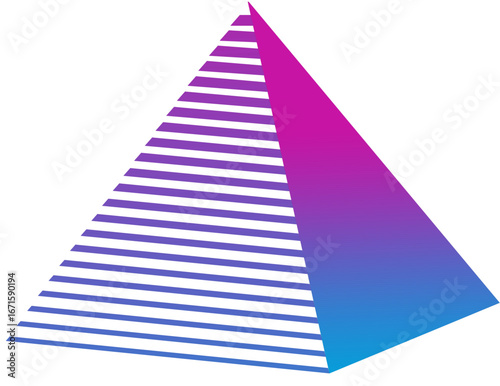 Futuristic Triangle Pyramid Vector Illustration,Modern Gradient Pyramid with vaporwave style