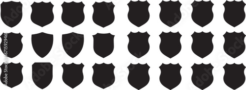 Shield icon, vector set. Set of shields silhouette. Protect shield security icons. Shield symbol, sign, logo or emblem design.