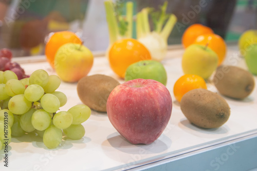 Bild auf Leinwand Fresh fruits on the window of a vegetable store