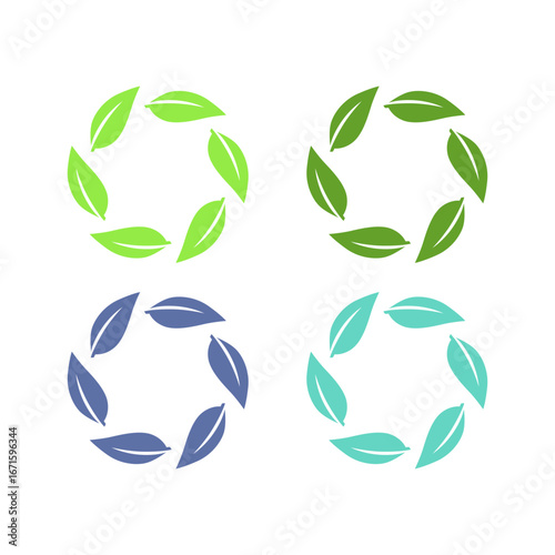 NATURAL PRODUCT LEAVES IN CIRCLE SIGN SYMBOL LOGO
