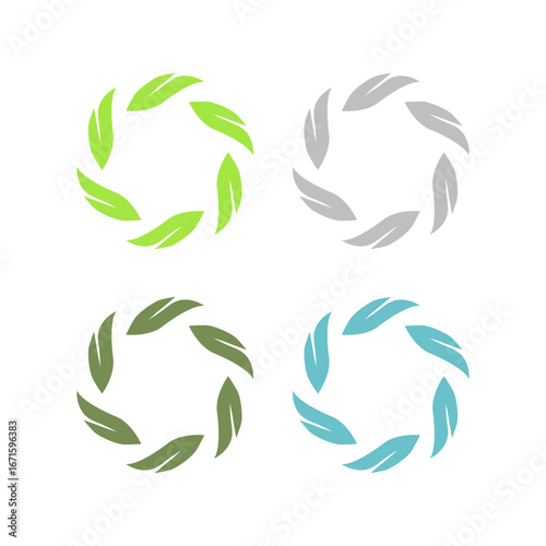 NATURAL PRODUCT LEAVES IN CIRCLE SIGN SYMBOL LOGO
