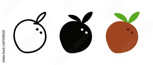 Minimalist fruit design with black, white, and colorful silhouettes