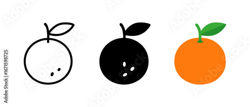 Minimalist citrus design: line, solid, and colorful orange styles