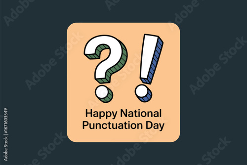 National Punctuation Day Celebration with Decorative Figures and Typography