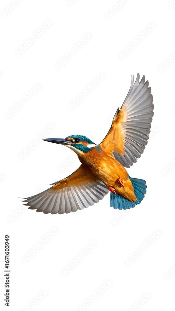 Obraz premium Kingfisher in flight against white background (2)