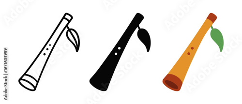 Musical ocarina illustrations in three modern styles